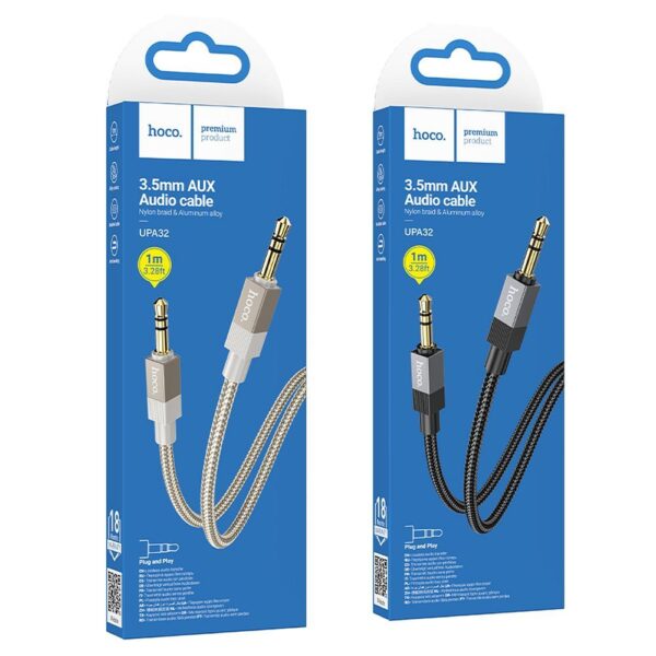 e11f8b171e6cf3023522206d0e775172 Cable AUX Jack 3,5 mm (male) to Jack 3,5 mm (male) Hoco 1 m UPA32 gold