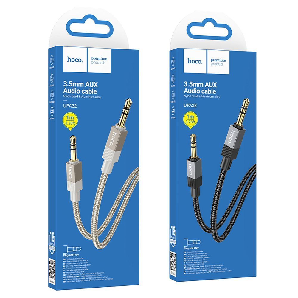 e11f8b171e6cf3023522206d0e775172 Cable AUX Jack 3,5 mm (male) to Jack 3,5 mm (male) Hoco 1 m UPA32 gold