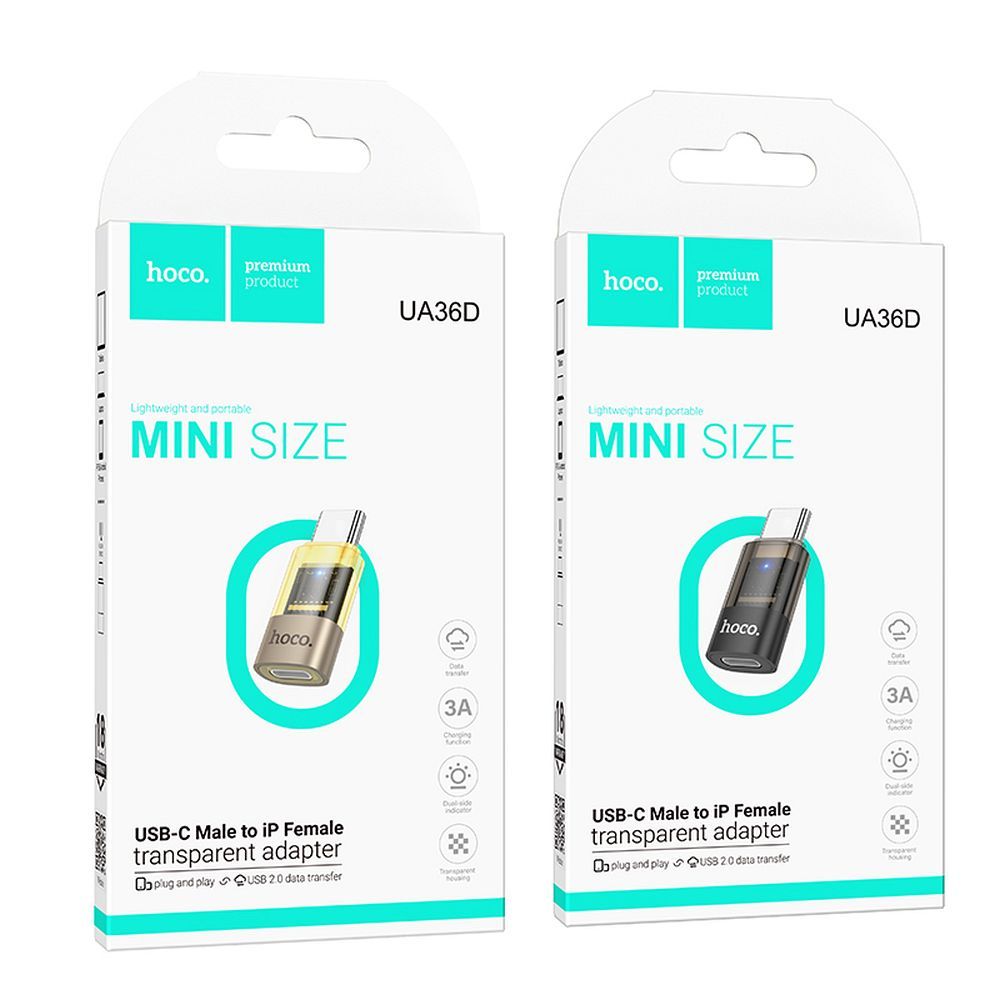 e54287c8d24c4bedb02c7e31a3f33af7 Adapter USB C to Lightning Hoco UA36D transparent gold
