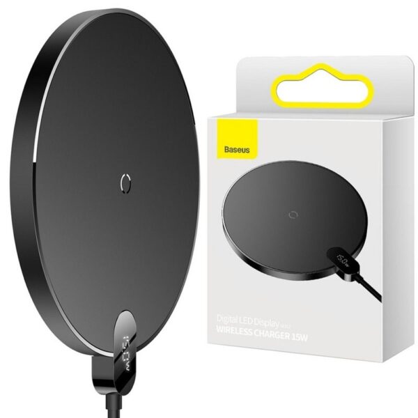 BASEUS wireless charger with digital display 15W CCED000001 black