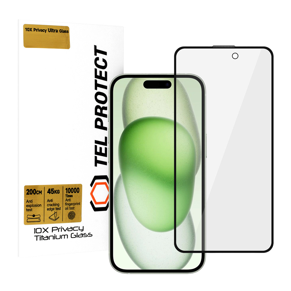 Tempered glass Tel Protect 10X Privacy Titanium for Iphone 16 (envelope)