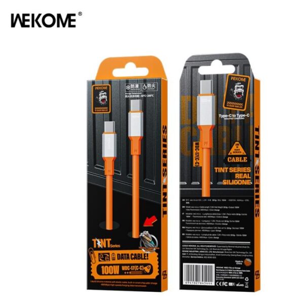 Καλώδιο Φόρτισης  WK WDC-17 USB-C σε USB-C 100W 1.2m Πορτοκαλί