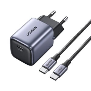 Φορτιστής Σπιτιού GaN PD 30W UGREEN CD319 25257, με καλώδιο USB-C 60W 1m Γκρί