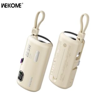 Power Bank 5000mAh PD 22,5W WK WP-19 2 Θέσεων, με καλώδιο Lightning Μπέζ