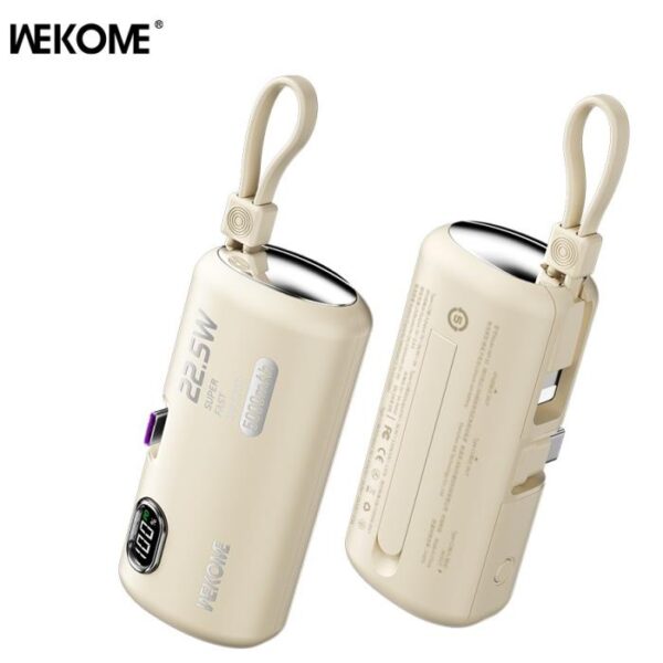 Power Bank 5000mAh PD 22,5W WK WP-19 2 Θέσεων, με καλώδιο Lightning Μπέζ