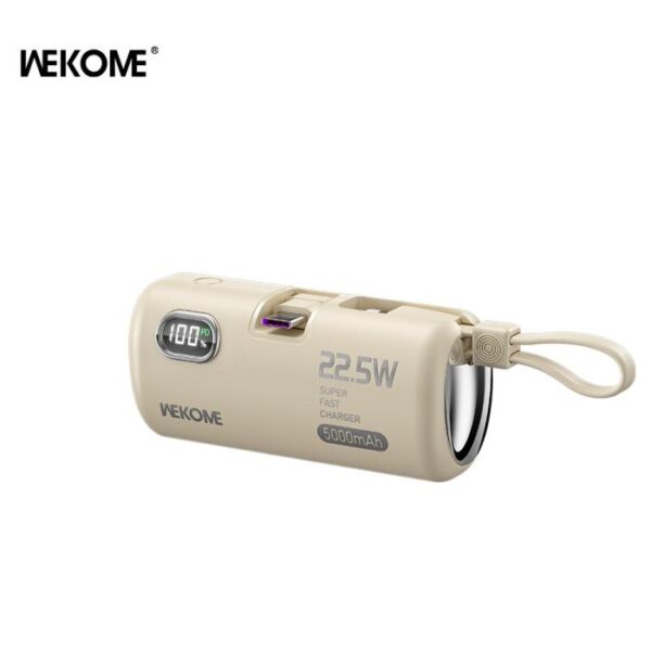 Power Bank 5000mAh PD 22,5W WK WP-19 2 Θέσεων, με καλώδιο Lightning Μπέζ