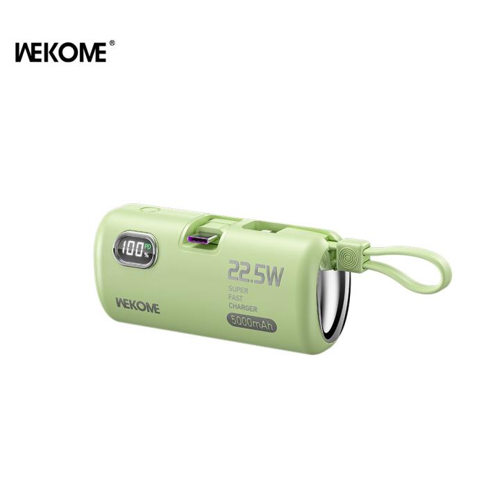 Power Bank 5000mAh PD 22,5W WK WP-19 2 Θέσεων, με καλώδιο Lightning Πράσινο