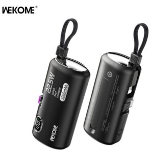 Power Bank 5000mAh PD 22,5W WK WP-19 2 Θέσεων, με καλώδιο Lightning Μαύρο