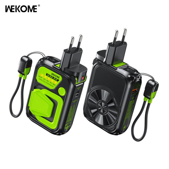 Power Bank 10000mAh PD 22,5W WK WP-89 3 Θέσεων, με Ασύρματη Φόρτιση Magnetic Μάυρο