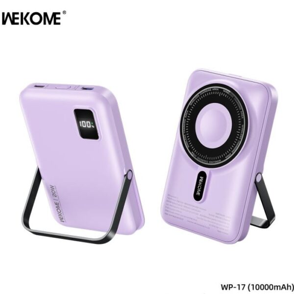 Power Bank 10000mAh PD 20W WK WP-17 1 Θέσης, με Ασύρματη Φόρτιση Magnetic Μώβ