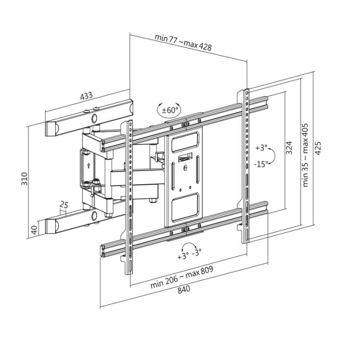 Βάση Τηλεόρασης Επιτοίχια LogiLink BP0115 43"-90"