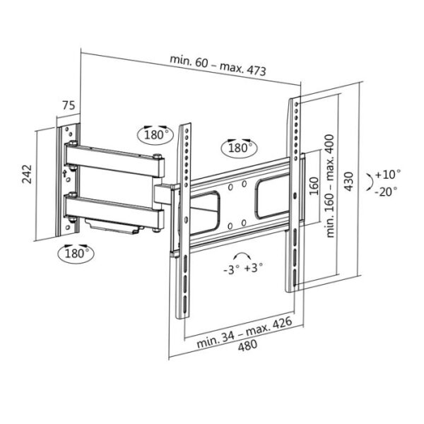 Βάση Τηλεόρασης Επιτοίχια LogiLink BP0014 32"-55"