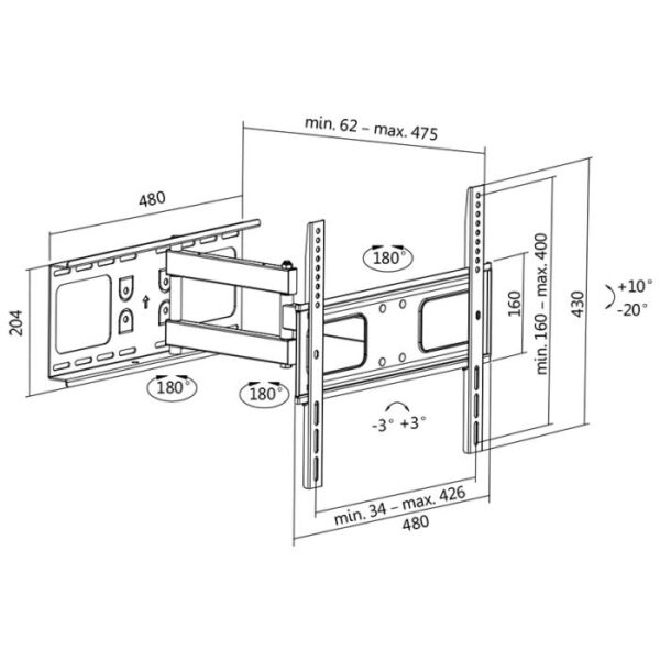 Βάση Τηλεόρασης Επιτοίχια LogiLink BP0015 32"-55"