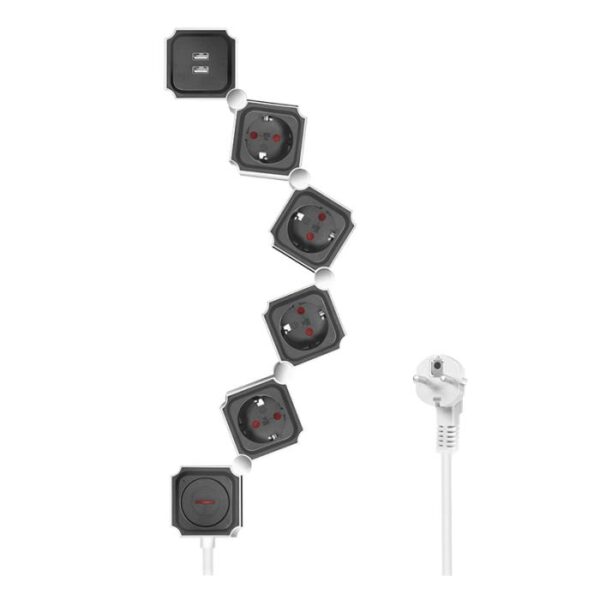 Πολύπριζο 4 Θέσεων LogiLink LPS276U, με 2 Θύρες USB 1.5m Λευκό