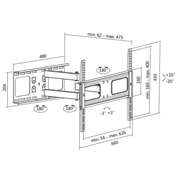 Βάση Τηλεόρασης Επιτοίχια LogiLink BP0028 37"-70"