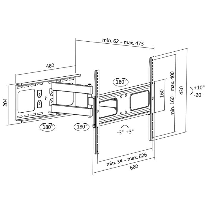 Βάση Τηλεόρασης Επιτοίχια LogiLink BP0028 37"-70"