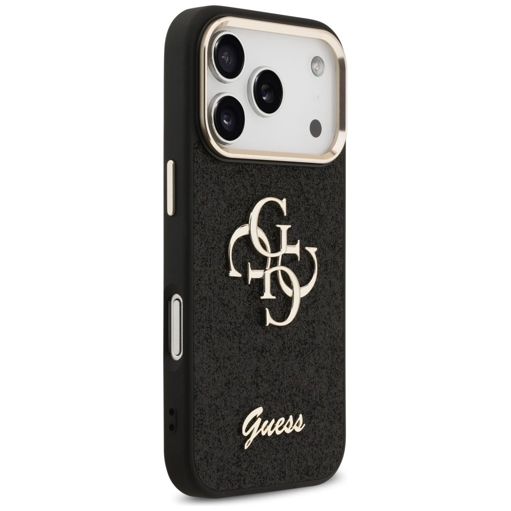 GUESS case for IPHONE 17 Pro GUHCP17LHG4SGCK (Fixed Glitter Big 4G Metal Frame) black
