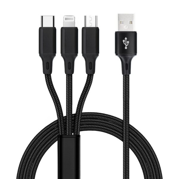 Cable 3in1 USB A to Lightning / Type C / Micro USB C171 1,2 m black