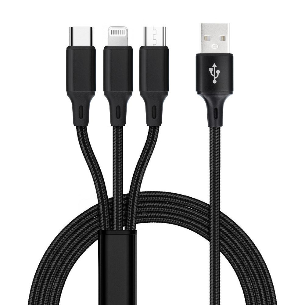 Cable 3in1 USB A to Lightning / Type C / Micro USB C171 1,2 m black