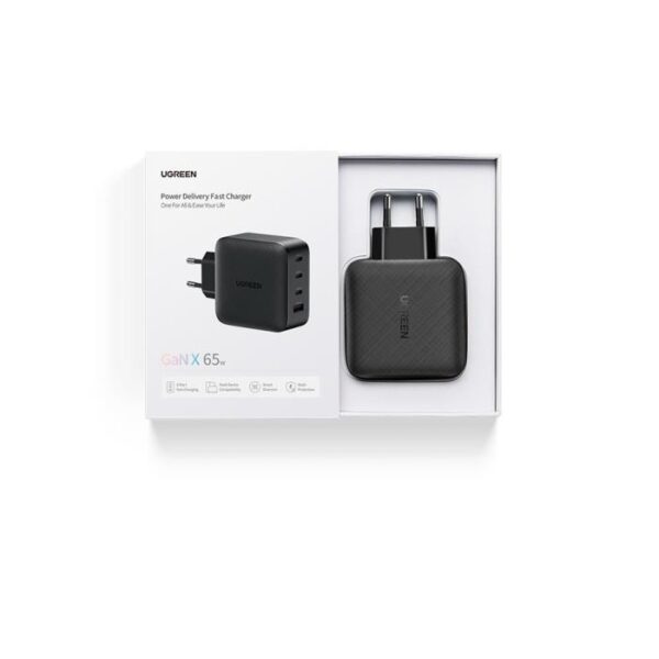 Φορτιστής Σπιτιού GaN PD 65W UGREEN CD224 70774 4 Θέσεων Μαύρο