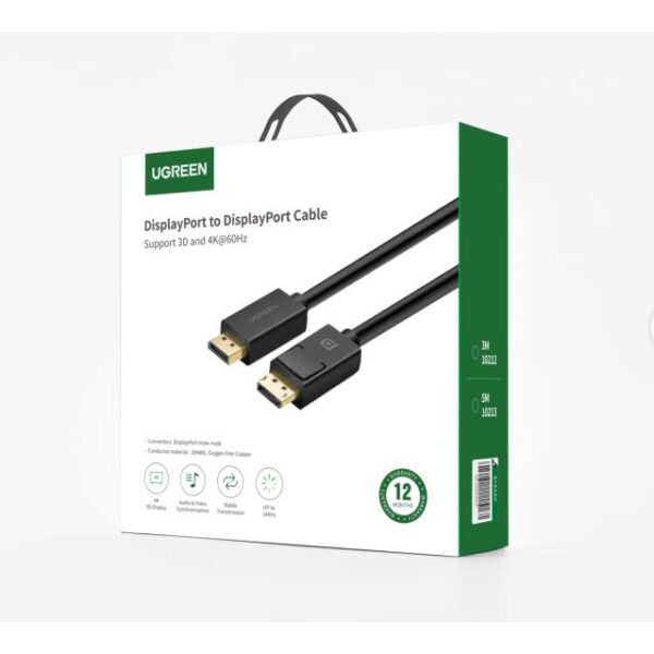 Καλώδιο DP M/M 1.2 4K/60Hz UGREEN DP102 10212 3m Μαύρο
