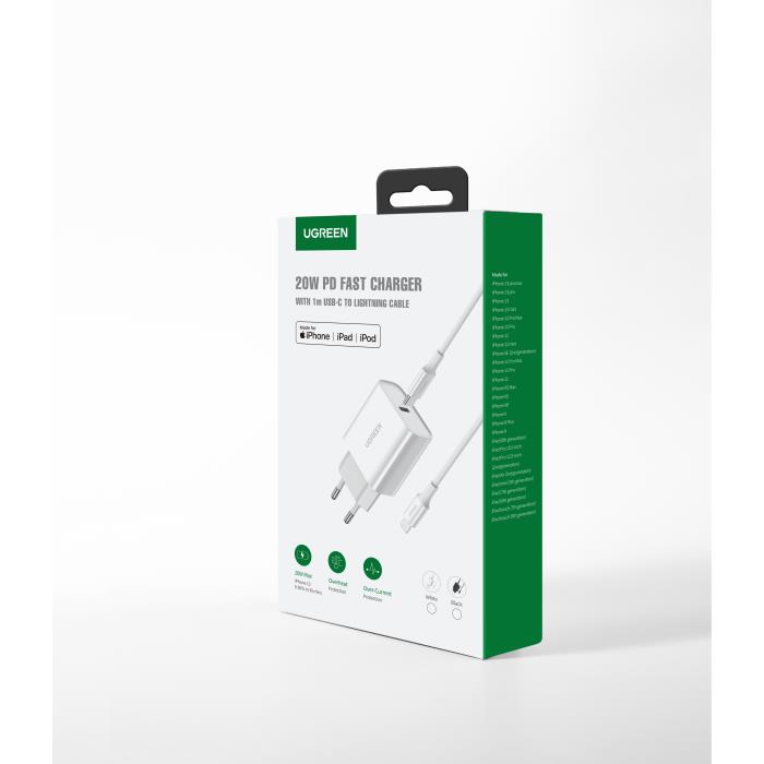 Φορτιστής Σπιτιού PD 20W UGREEN CD137 50698, με καλώδιo Lightning Λευκό