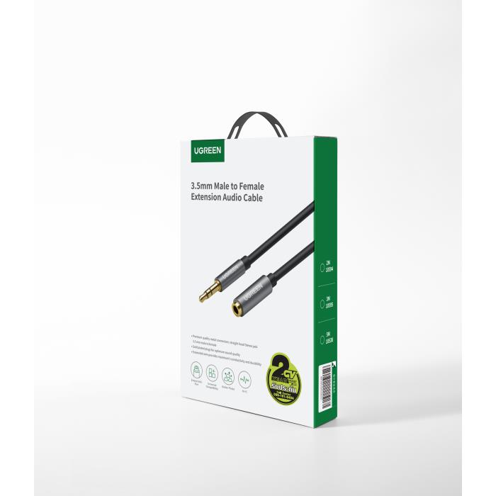 Καλώδιο Ήχου 3.5mm M/F UGREEN AV118 10594 2m Μαύρο
