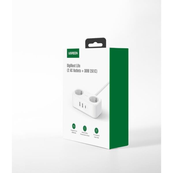 Πολύπριζο Ασφαλείας 2 Θέσεων UGREEN CD280 50683 και 3 Θέσεις Φόρτισης PD 30W