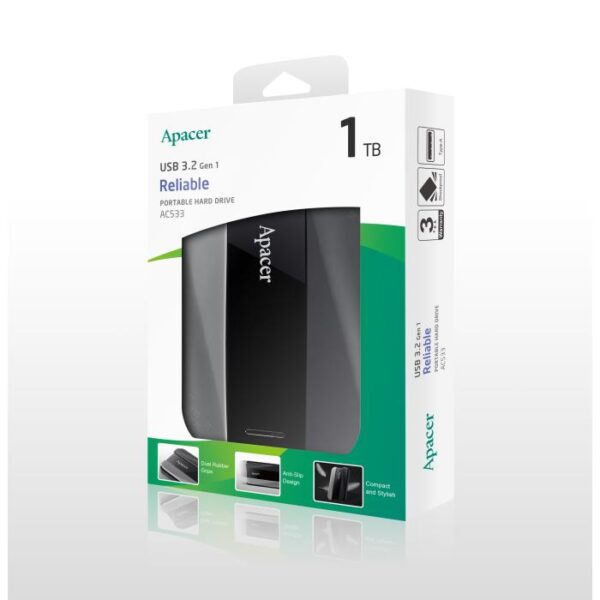 Εξωτερικός Σκληρός Δίσκος 2.5" Apacer AC533 1TB USB 3.2 Gen1 Μαύρο