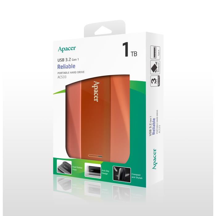 Εξωτερικός Σκληρός Δίσκος 2.5" Apacer AC533 1TB USB 3.2 Gen1 Κόκκινο