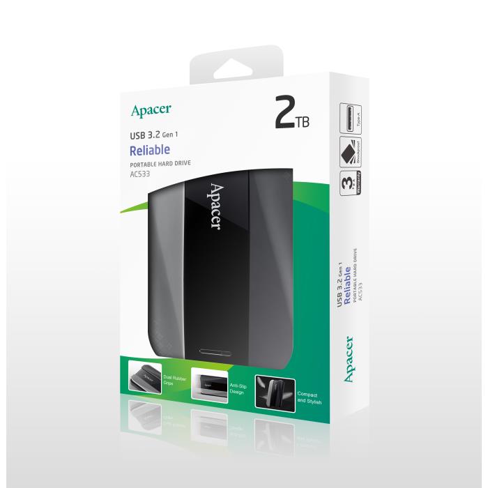 Εξωτερικός Σκληρός Δίσκος 2.5" Apacer AC533 2TB USB 3.2 Gen1 Μαύρο