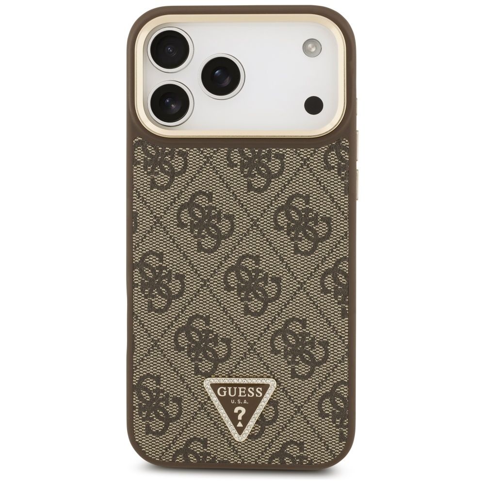 0119693c9e8829b768d7327de19f3f34 GUESS case for IPHONE 17 Pro Max compatible with MagSafe GUHMP17XP4G4TCSW (PU W/ Triangle Logo & Big Strap Metal Buttons) brown