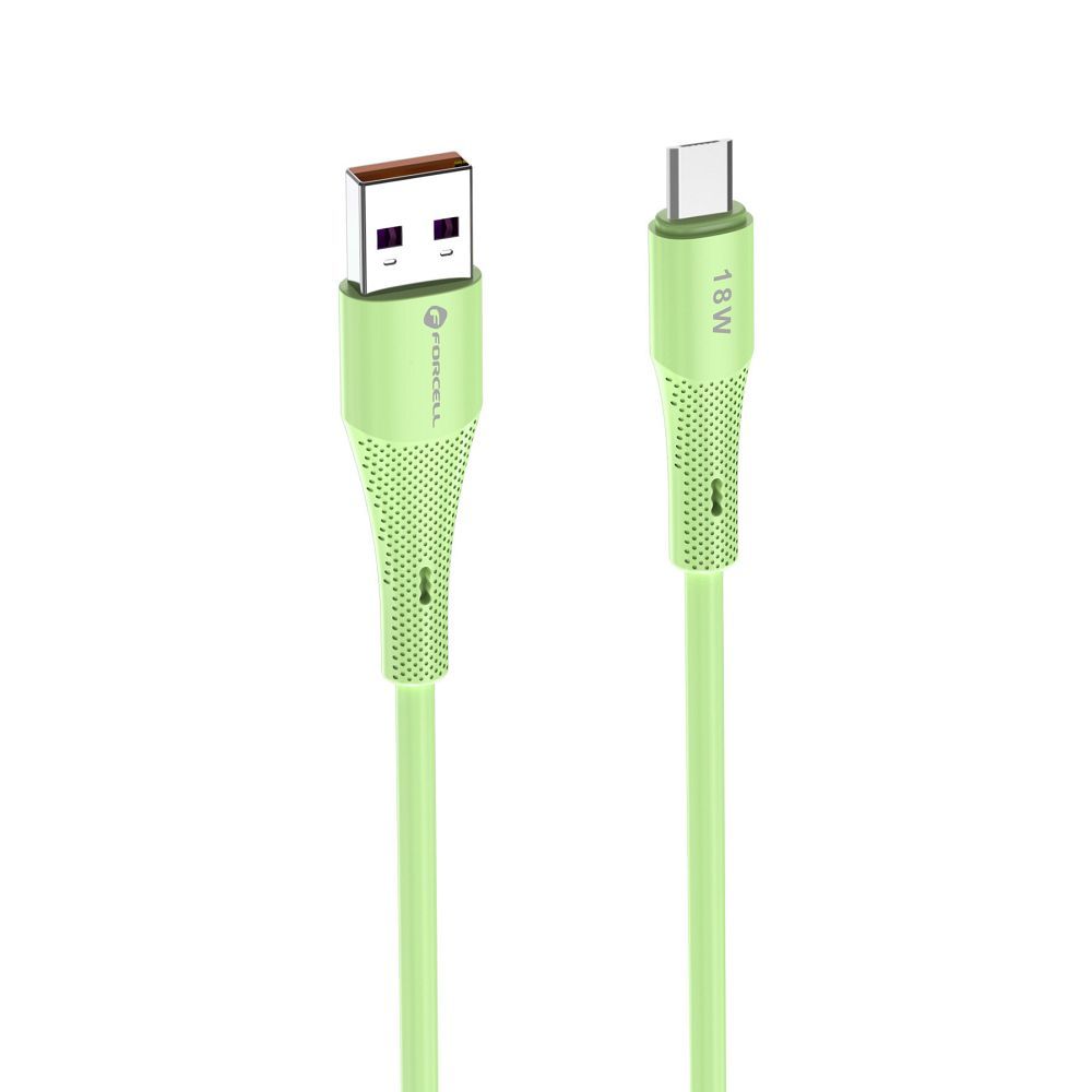 FORCELL F-ENERGY C341 cable USB A to Micro USB QC3.0 2,4A 18W Silicone 1 m green