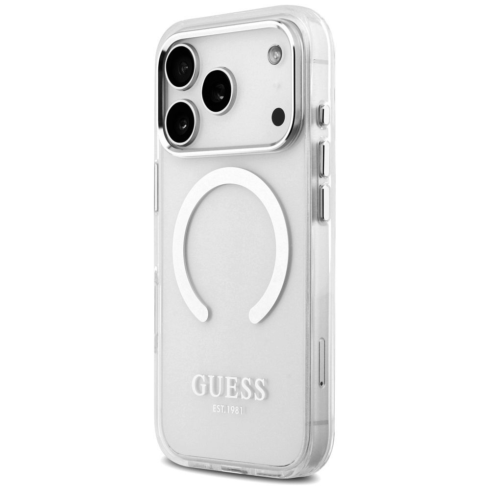 0148be1ad1d9c3832389f7ed924b541e GUESS case for IPHONE 17 Pro compatible with MagSafe GUHMP17LHTRMS (Metal Outline) silver