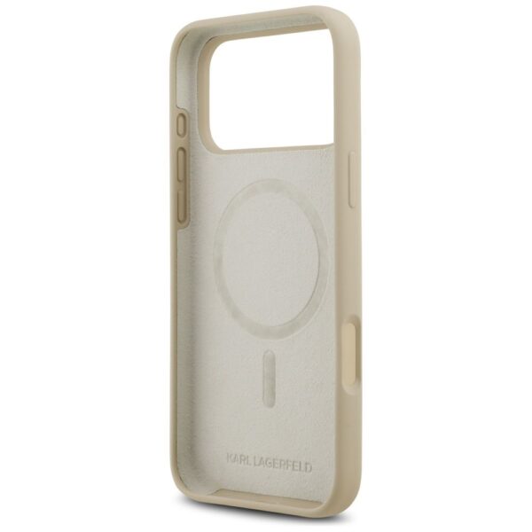 KARL LAGERFELD case for IPHONE 17 Pro Max compatible with MagSafe KLHMP17XSKIGROW (Silicone W/ KL Sketch & Logo) brown