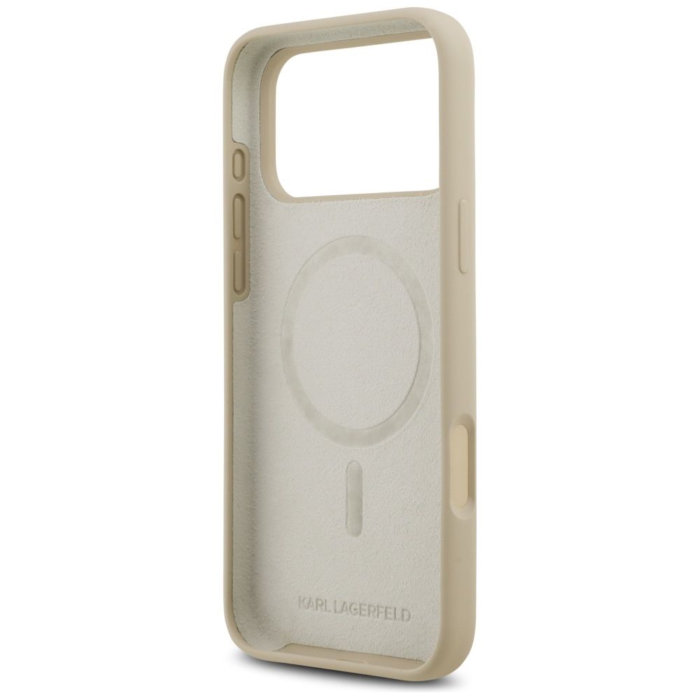015a7ff89560cda47111af86cf9679ce KARL LAGERFELD case for IPHONE 17 Pro Max compatible with MagSafe KLHMP17XSKIGROW (Silicone W/ KL Sketch & Logo) brown