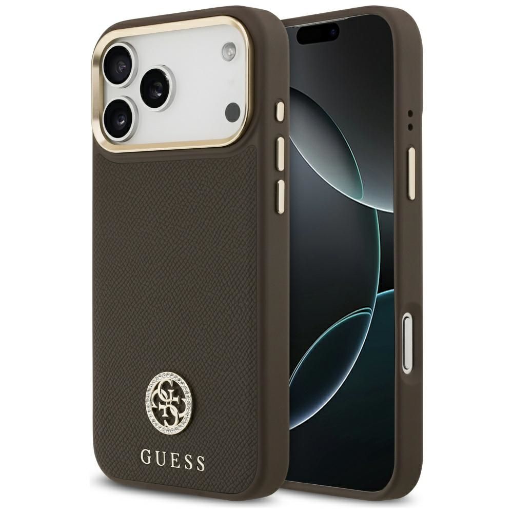 021e21d5e48e615622347b50966492a6 GUESS case for IPHONE 17 Pro Max compatible with MagSafe GUHMP17XPGCRMDEW (PU W/ Grained Strass Logo) brown