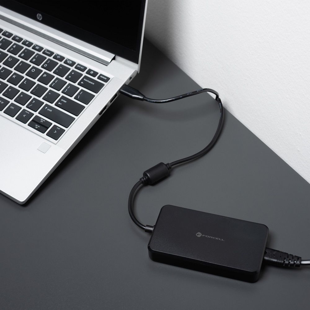 FORCELL F-ENERGY E856 uniwersal laptop charger 65W (6 adaptors) - czarny