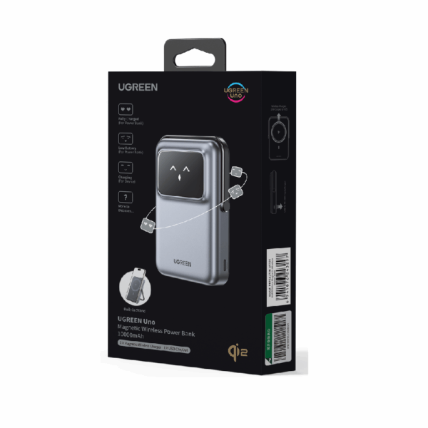 Power Bank 10000mAh PD 20W Qi2 UGREEN PB764 45329, με Ασύρματη Φόρτιση Magnetic, 1 Θέσης Γκρί