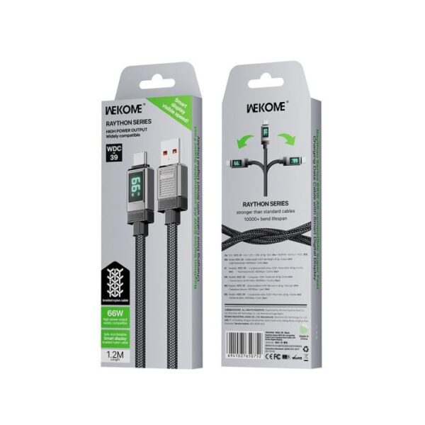 Καλώδιο Φόρτισης WK WDC-39 USB σε USB-C 66W 1.2m Μαύρο