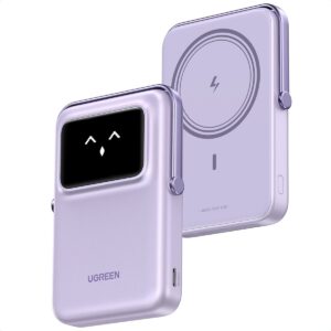 Power Bank 10000mAh PD 20W UGREEN PB572 45328, με Ασύρματη Φόρτιση Magnetic, 1 Θέσης Μωβ