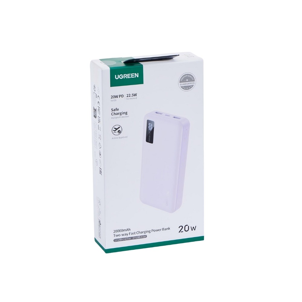 Power Bank 20000mAh PD 20W UGREEN PB312 65590B 3 Θέσεων Μωβ