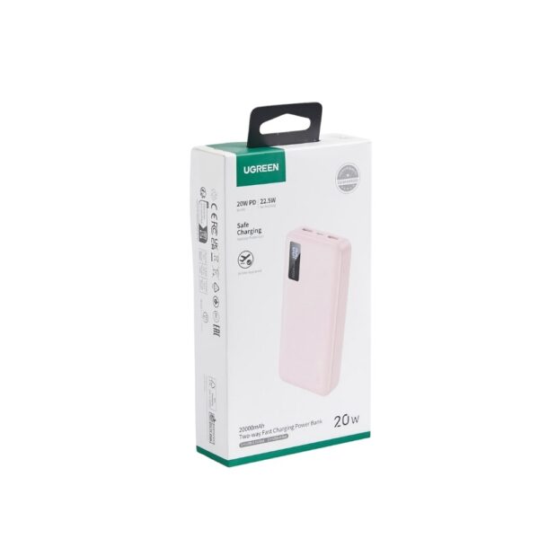Power Bank 20000mAh PD 20W UGREEN PB312 65589B 3 Θέσεων Ροζ