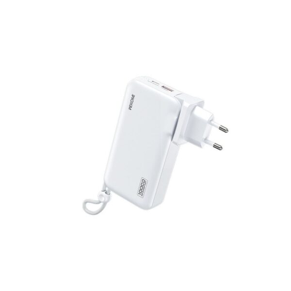 Power Bank 10000mAh PD 22,5W WK WP-118 2 Θέσεων, με καλώδιο Lighting/USB-C Λευκό
