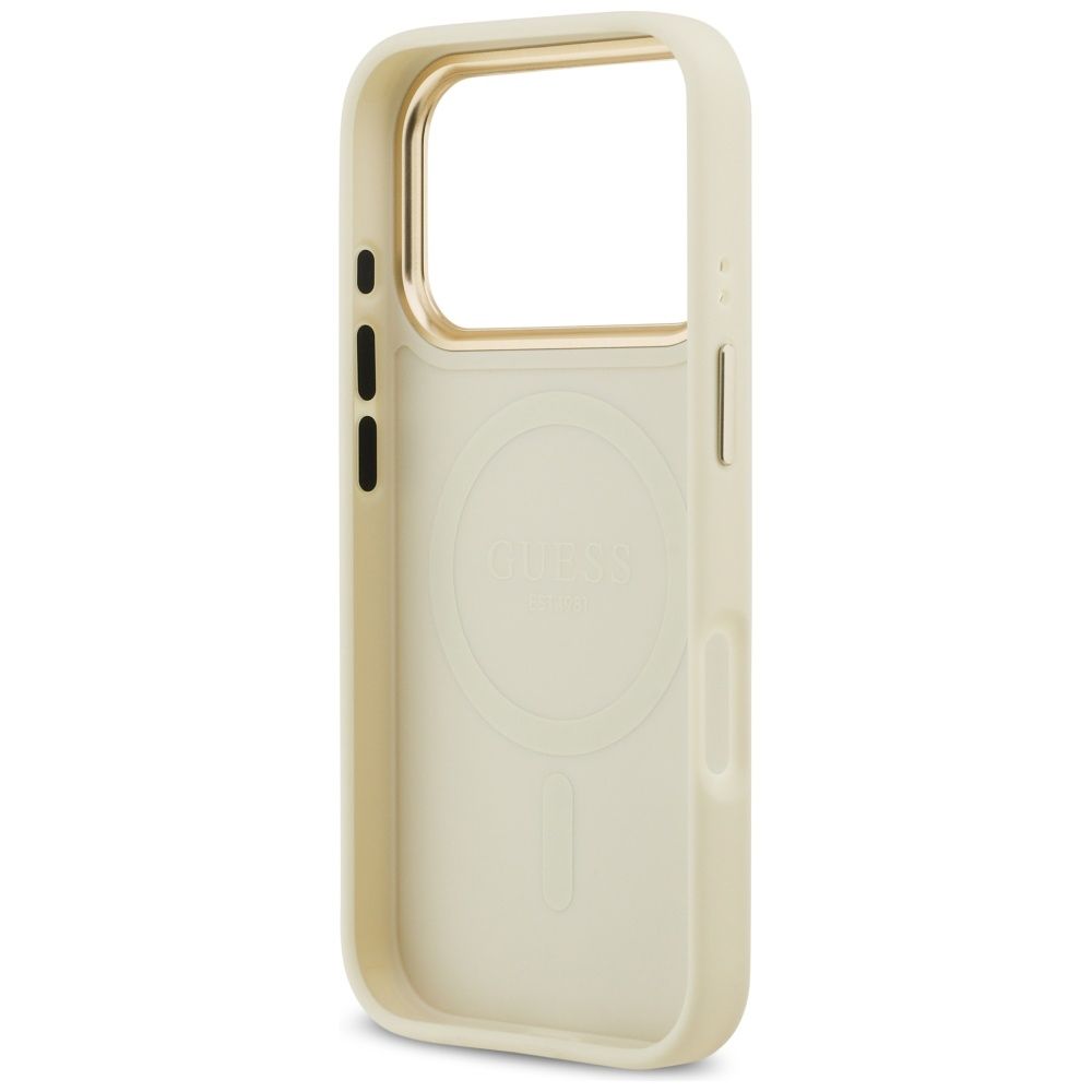 04d4988bcb3a0075d6a228709bab1f55 GUESS case for IPHONE 17 Pro compatible with MagSafe GUHMP17LPSAMSECE (PU W/ Peony Hot Stamp) beige
