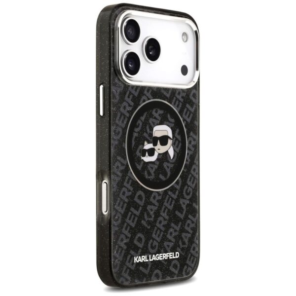 KARL LAGERFELD case for IPHONE 17 Pro Max compatible with MagSafe KLHMP17XHMKBKCHOK (IML Glitter K&C Heads Logo) black