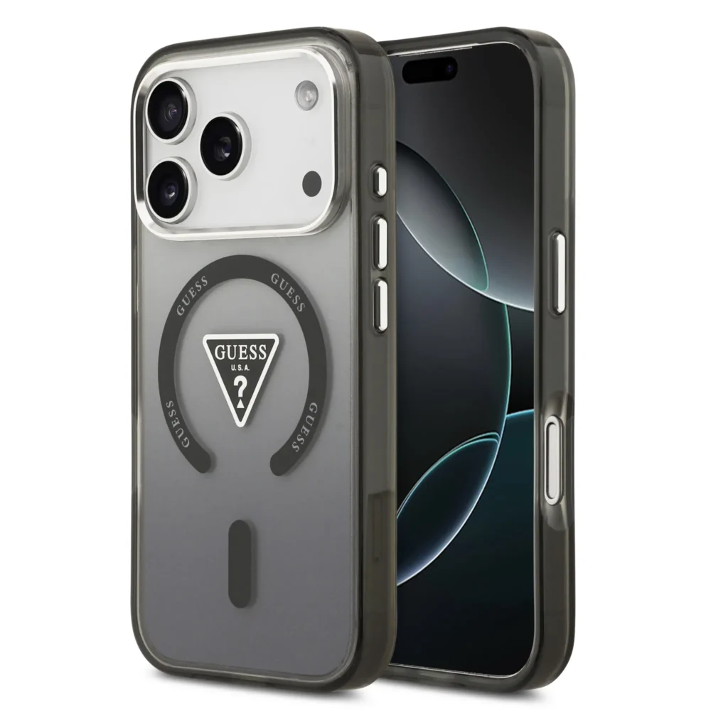 058b7e0b7f367d898e1fbcacba0f7eb2 GUESS case for IPHONE 17 Pro compatible with MagSafe GUHMP17LHGTMLCGK (IML Gradient W/ Triangle Logo) black