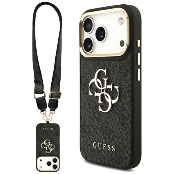 061266de9a0a6fcb0431add180a0cc57 GUESS case for IPHONE 17 Pro GUHCP17LP4G4BCSK (PU W/ Big 4G Classic & Big Strap Metal Buttons) black