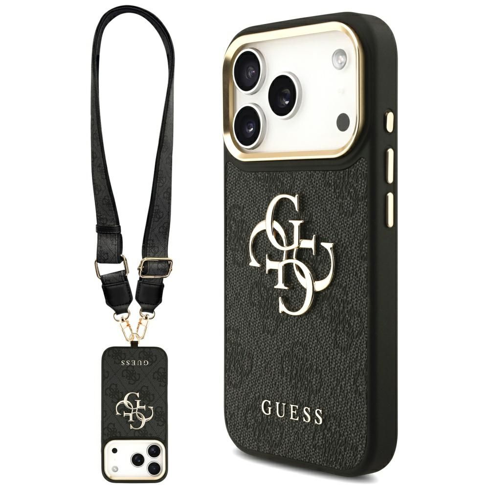 061266de9a0a6fcb0431add180a0cc57 GUESS case for IPHONE 17 Pro GUHCP17LP4G4BCSK (PU W/ Big 4G Classic & Big Strap Metal Buttons) black