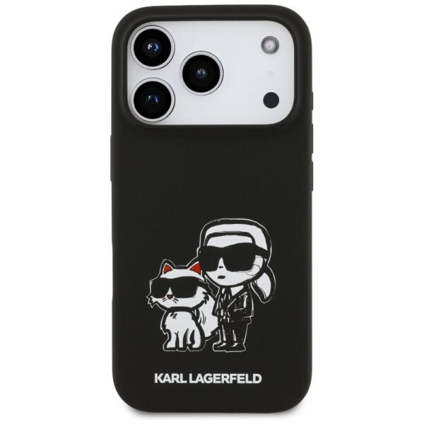 KARL LAGERFELD case for IPHONE 17 Pro compatible with MagSafe KLHMP17LSKCGRGOK (Silicone W/ K&C Sketch & Logo) black